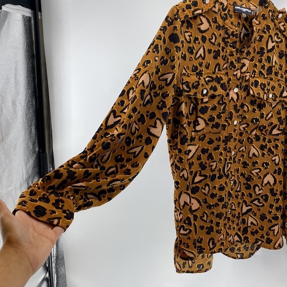 Karl Lagerfeld leopard pink heart oversized button down pockets avant-garde - Picture 5 of 8